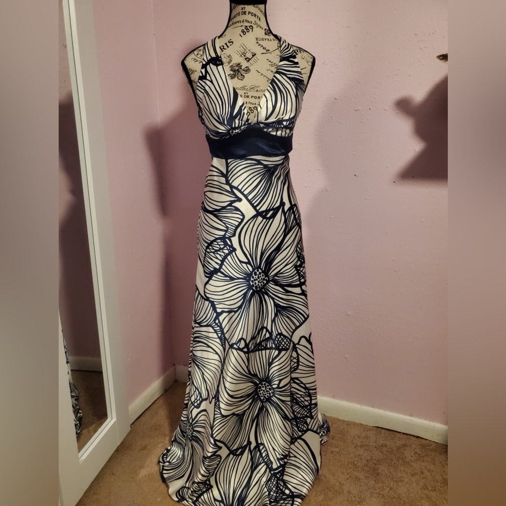 B Darlin Black and White Floral Maxi Dress